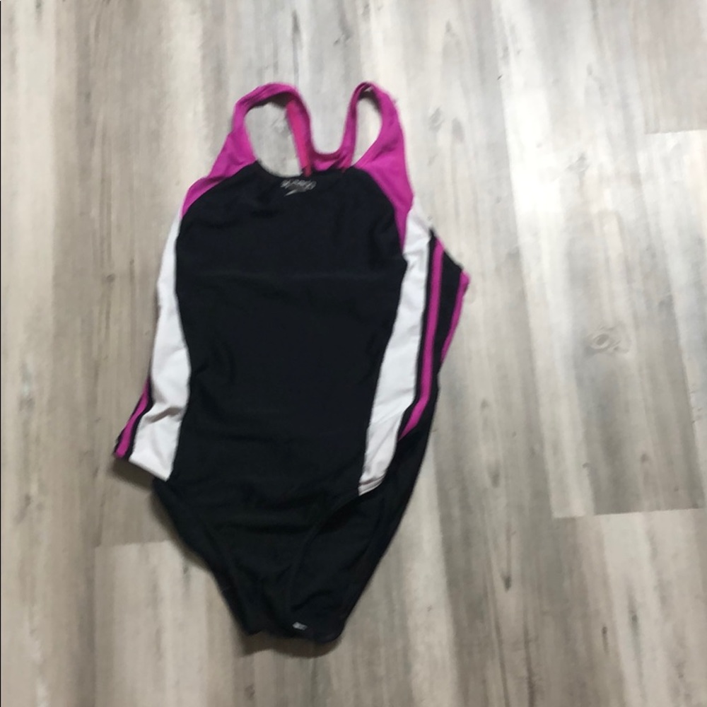 Black and Pink Speedo Bathing Suit